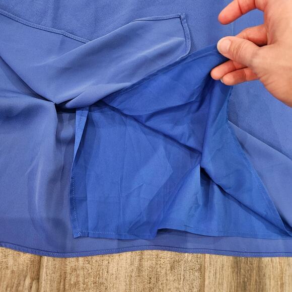 Anna Cate Meredith Crepe Shift Dress Womens S Dazzling Blue Flutter Sleeve - Picture 9 of 10